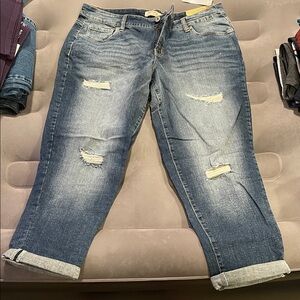 Faded Glory Women's Distressed Boyfriend Jeans - Blue